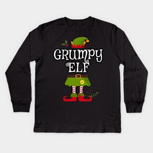 Grumpy Elf Shirt , Family Matching Group Christmas Shirt, Matching T Shirt for Family, Family Reunion Shirts Kids Long Sleeve T-Shirt